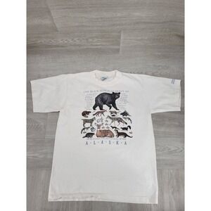 Liberty Organics Mammals of Arkansas T-Shirt Mens M Beige Organic Cotton USA